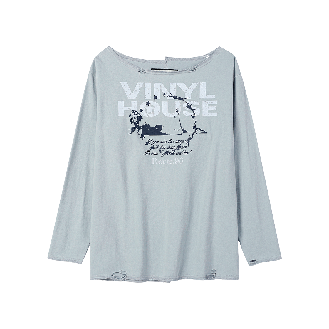 더바이닐하우스 로우 컷 오버 롱슬리브 티 (W) 블루