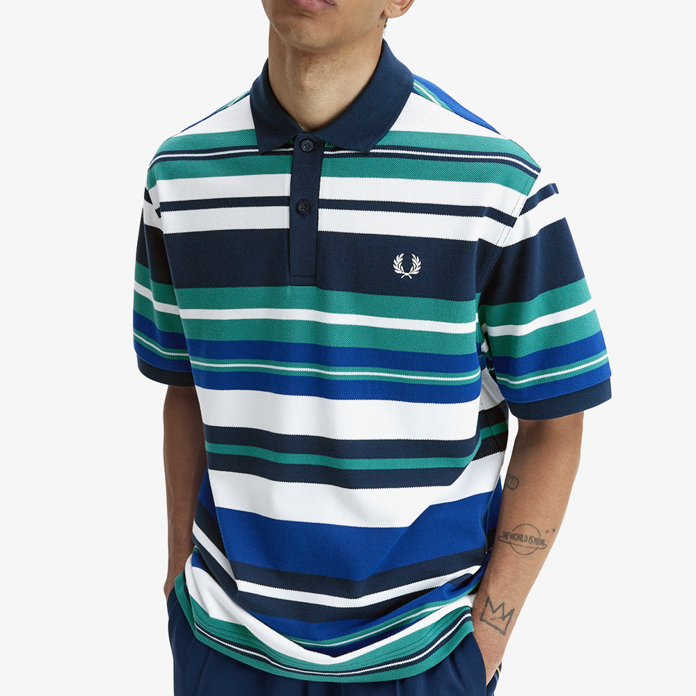프레드페리 스트라이프 릴랙스드 폴로 셔츠 딥 민트(Fred Perry Striped Relaxed Polo Shirt Deep Mint) - 3