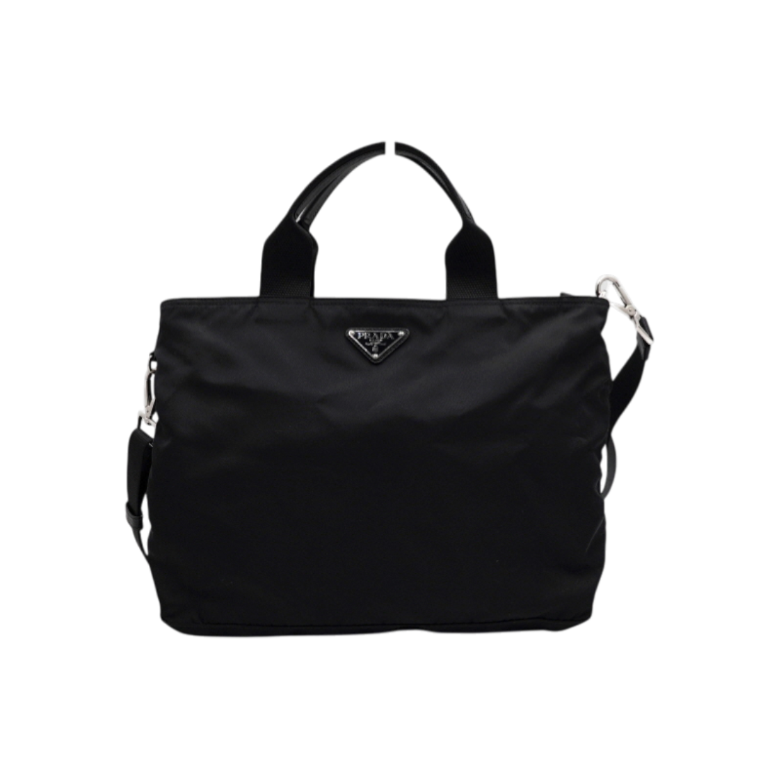 ITF6P6ANSIE2 Prada Black Re-Nylon Saffiano Triangle Logo Tote & Shoulder Bag