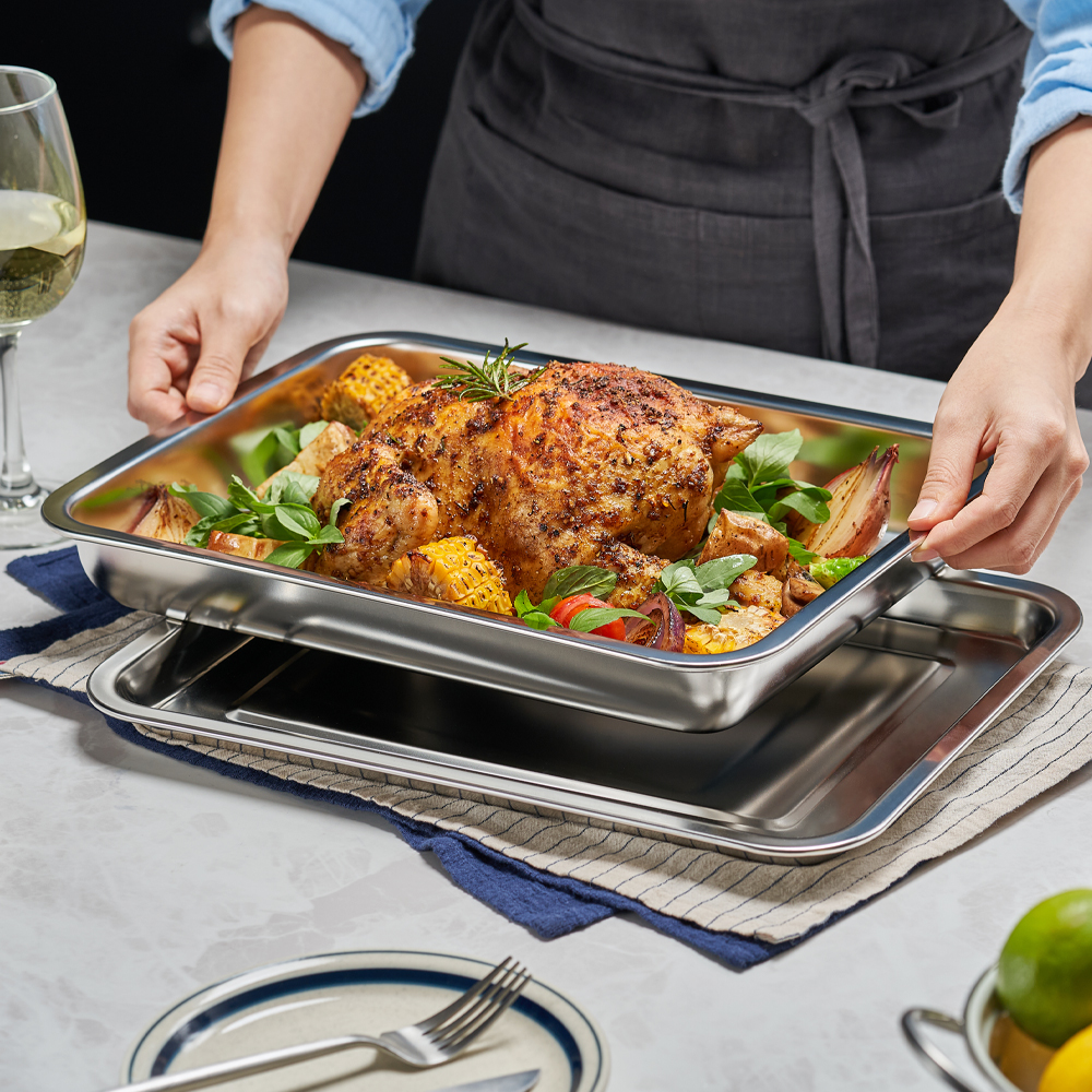 바겐슈타이거 스텐 사각트레이 3종세트 No.3(WAGENSTIEGER Non-abrasive Stainless Steel Rectangular Tray Set NO.03) - 5