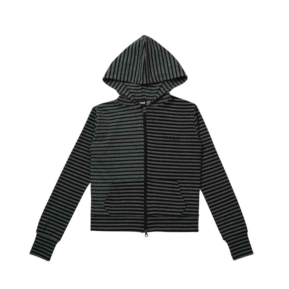 마크니 오드 스트라이프 집업 후디 차콜(MACNI Odd Stripe Zip Up Hoodie Charcoal)