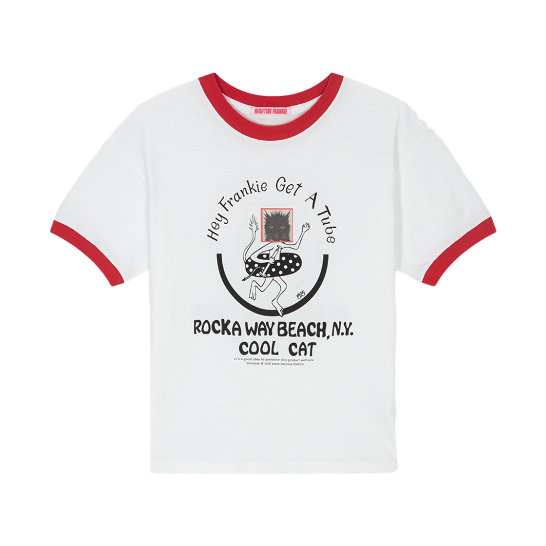 HF26AST017RD HIGHTIDE FRANKIE Cool Cat Ringer Tee Red