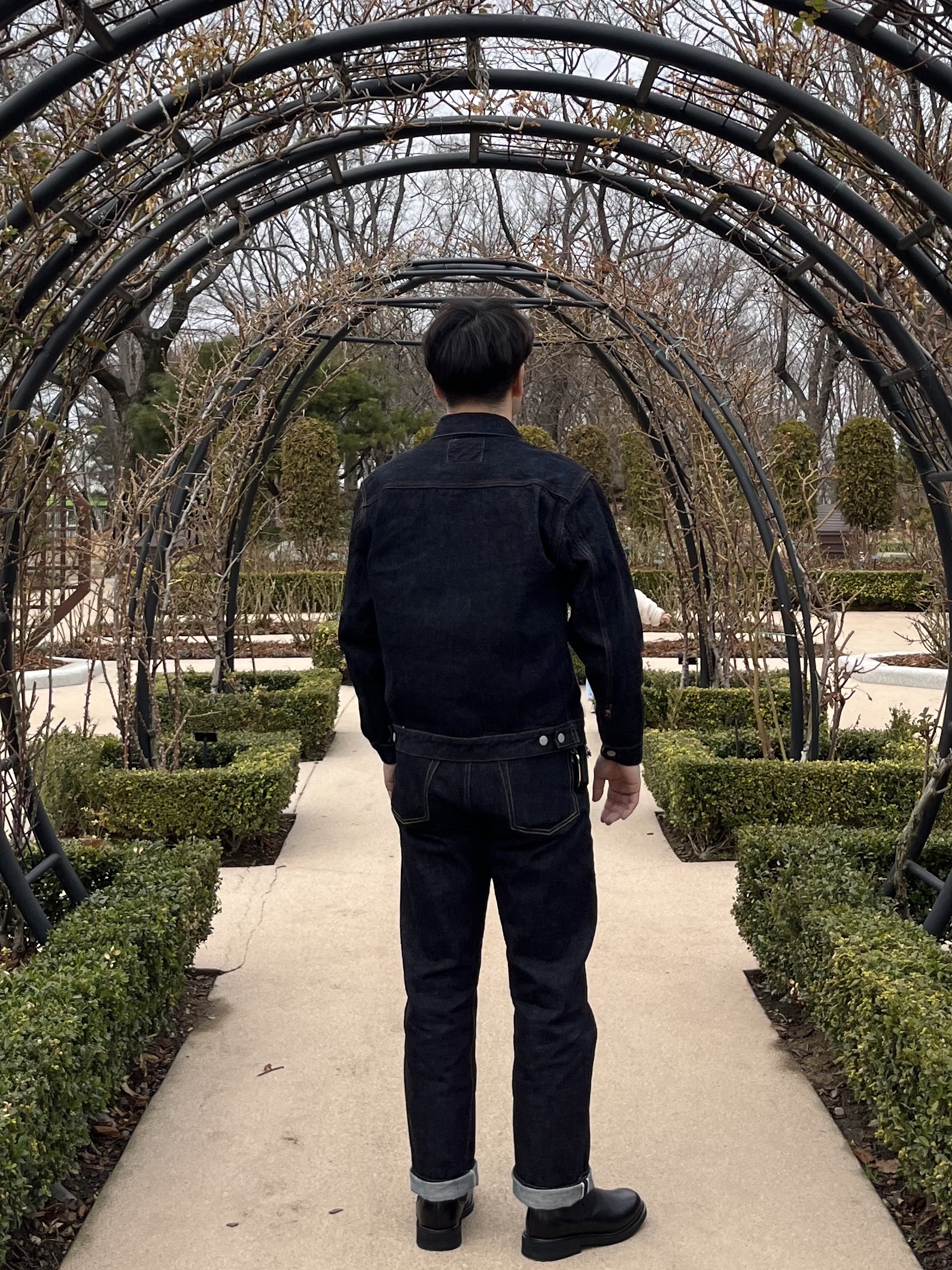 Fullcount 2102XXW-20 Type 2 Denim Jacket Heavy oz One Wash Indigo Blue, Fullcount 1101XX-14 Straight Denim Heavy oz Non Wash Indigo Blue 착용 스타일 - 2