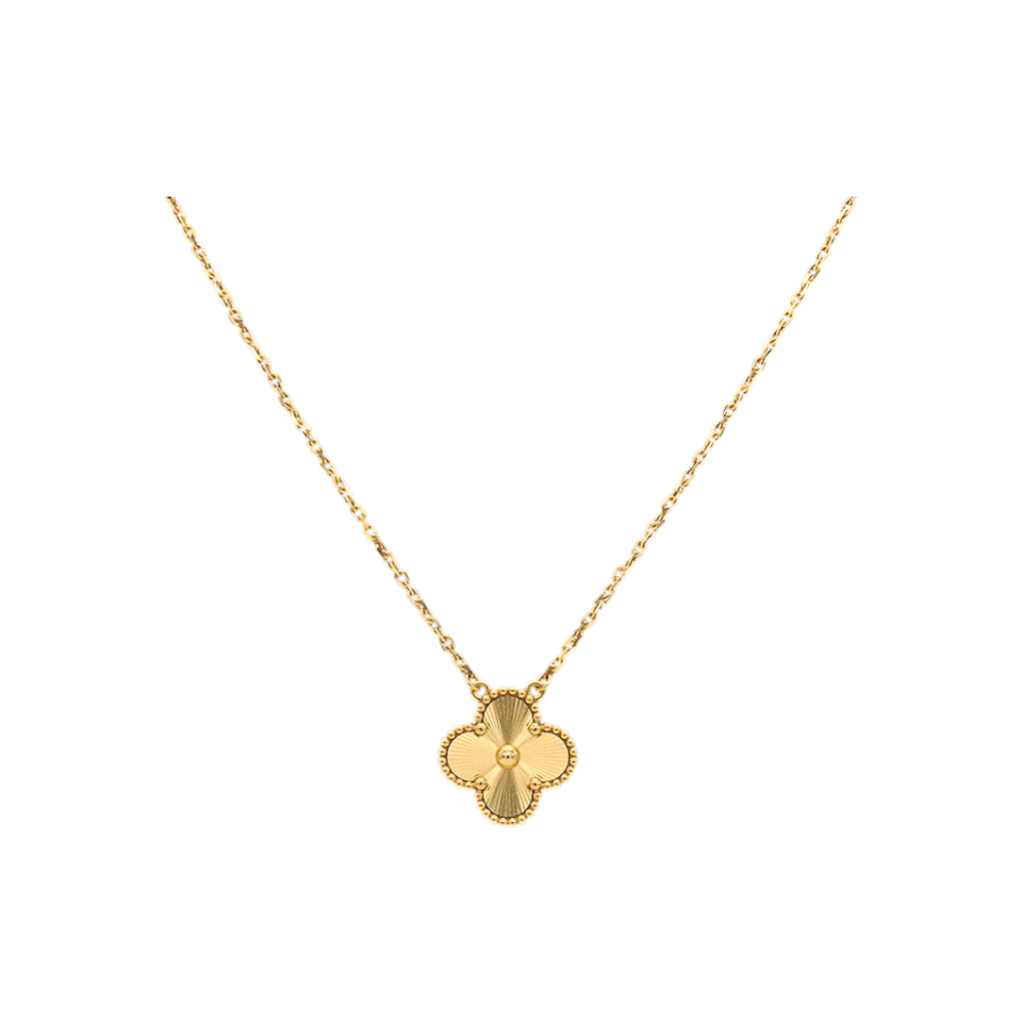 반클리프 빈티지 알함브라 18K 옐로우골드 기요세 목걸이(Van Cleef & Arpels Vintage Alhambra 18K Yellow Gold Guilloche Necklace) - 1