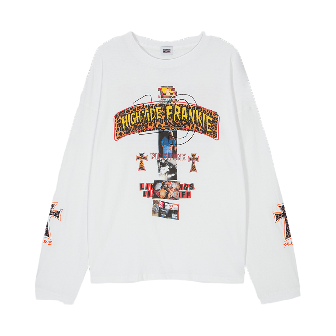 HF26ALT018WT HIGHTIDE FRANKIE Pink Punk Long Sleeve Tee White