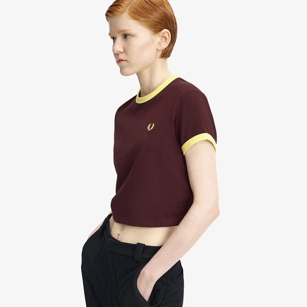 프레드페리 우먼즈 크롭 링어 티셔츠 옥스 블러드(Fred Perry Cropped Ringer T-Shirt Oxblood) - 3