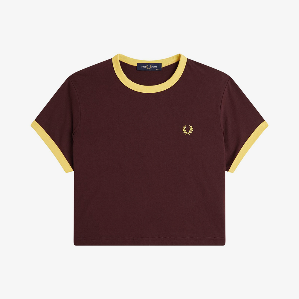 프레드페리 우먼즈 크롭 링어 티셔츠 옥스 블러드(Fred Perry Cropped Ringer T-Shirt Oxblood) - 5