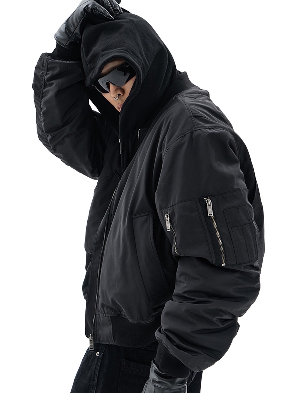 AX CONNECTION Tactical Cargo Bomber Jacket 착용 스타일 - 2
