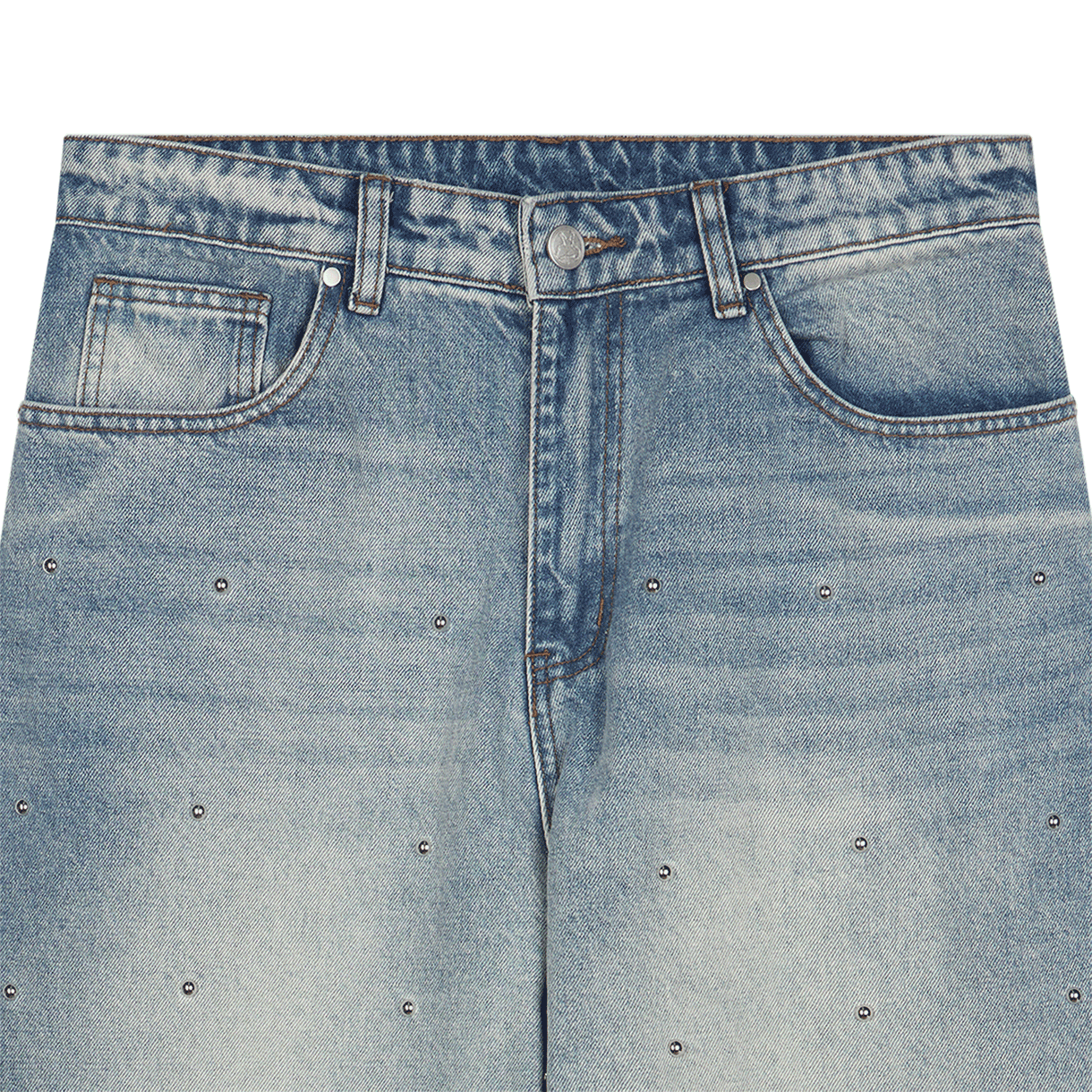 바스켓케이스 랙스 배기 스터디드 데님 라이트 워시 워시드 블루 - 26SS(Basketcase Lax Baggy Studded Denim Light Wash Washed Blue - 26SS) - 3