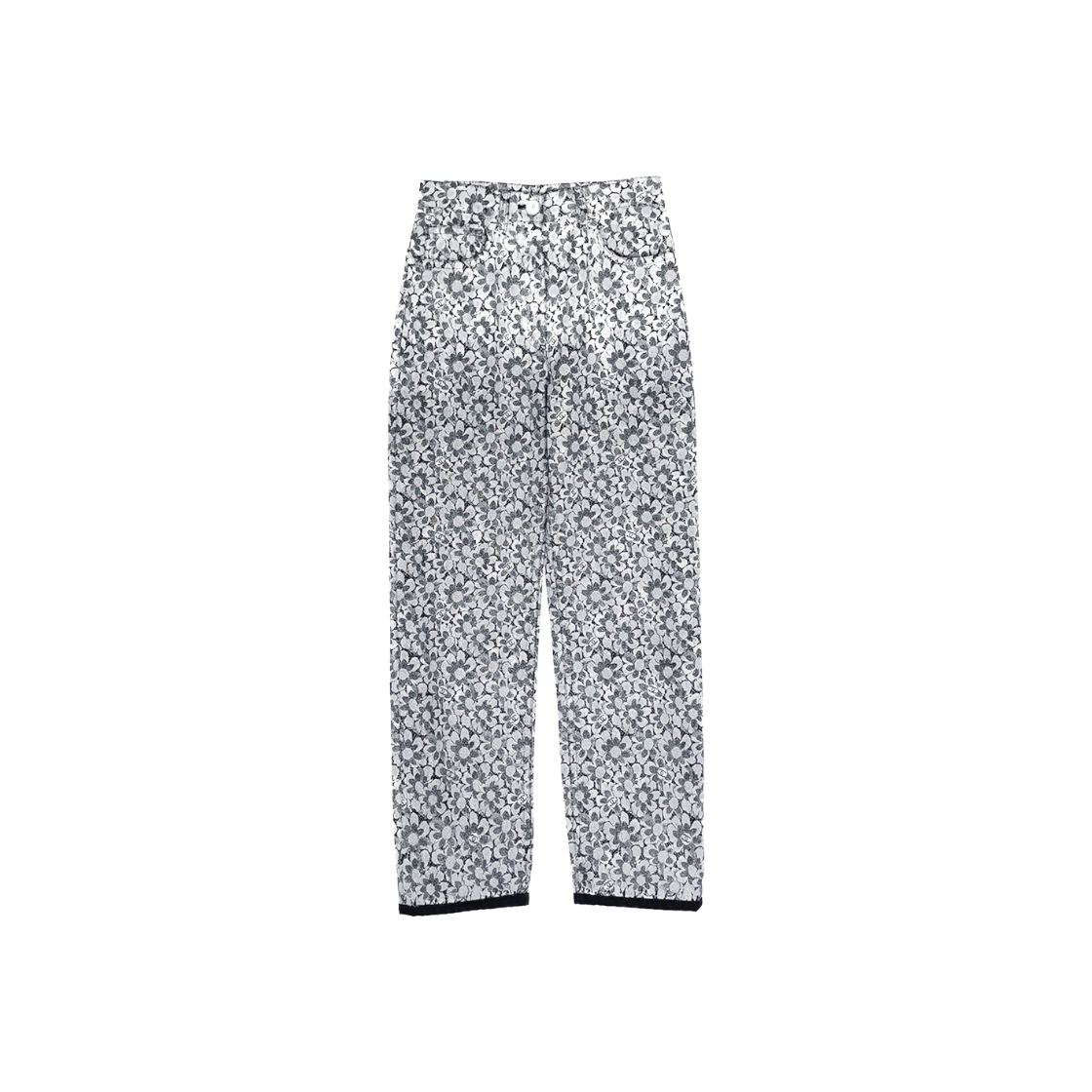 IT2LOS4BHK3P Chanel 24B Camellia Pattern Denim Pants 36 Black/White