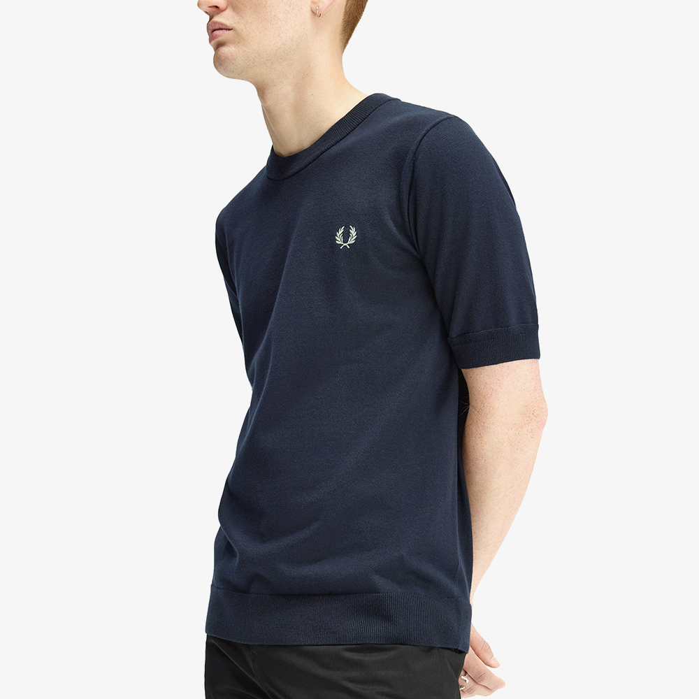 프레드페리 코튼 니트 티셔츠 네이비(Fred Perry Cotton Knitted T-Shirt Navy) - 3