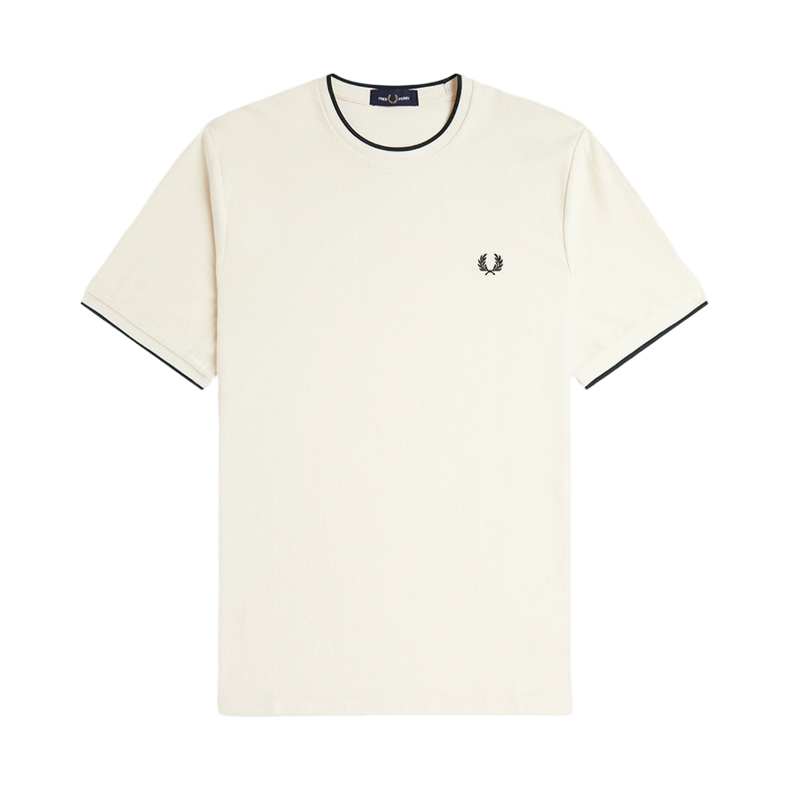 AFPM2612397-560 Fred Perry Trim Detail Crepe Pique T-Shirt Ecru