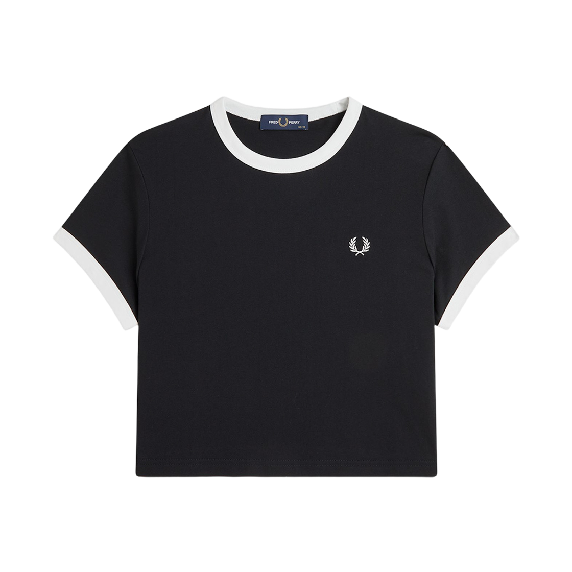 프레드페리 우먼즈 크롭 링어 티셔츠 블랙(Fred Perry Cropped Ringer T-Shirt Black)