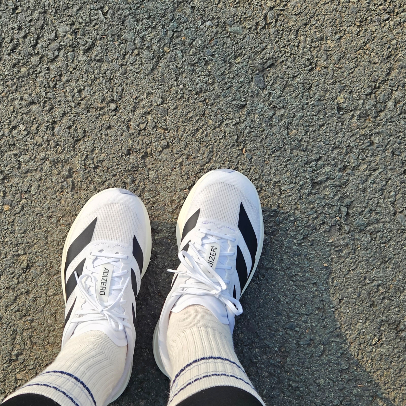 Adidas Adizero EVO SL Cloud White Core Black 착용 스타일 - 3