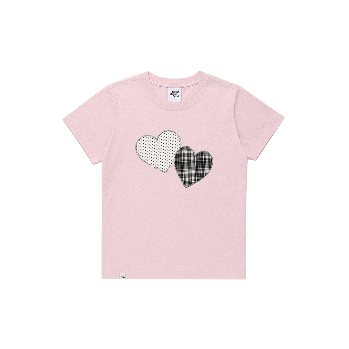 카비시 W 트윈 하트 아플리케 숏슬리브 티셔츠 핑크(CAVISH W Twin Heart Applique SS Tee Pink)