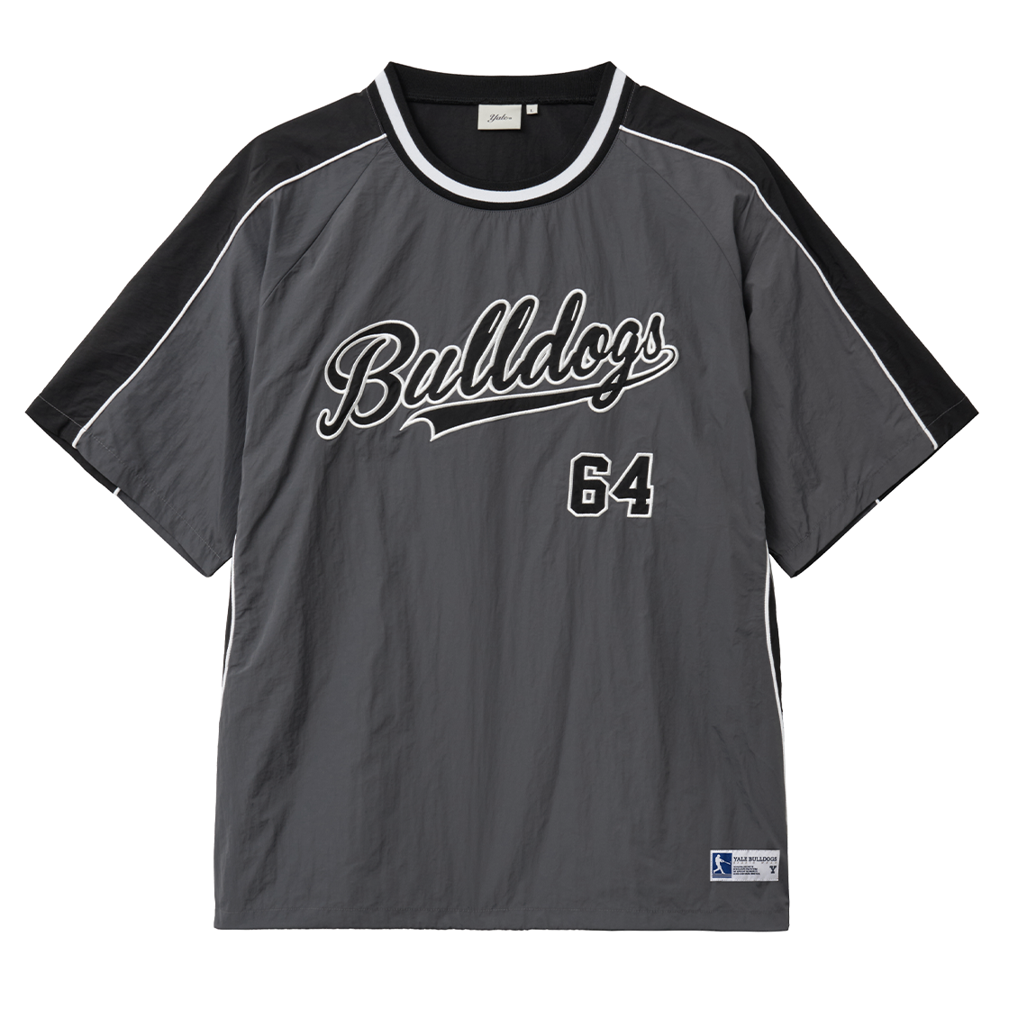 예일 64 불독스 베이스볼 크루넥 나일론 티셔츠_차콜(Yale 64 Bulldogs Baseball Crewneck Nylon T-Shirt_Charcoal)