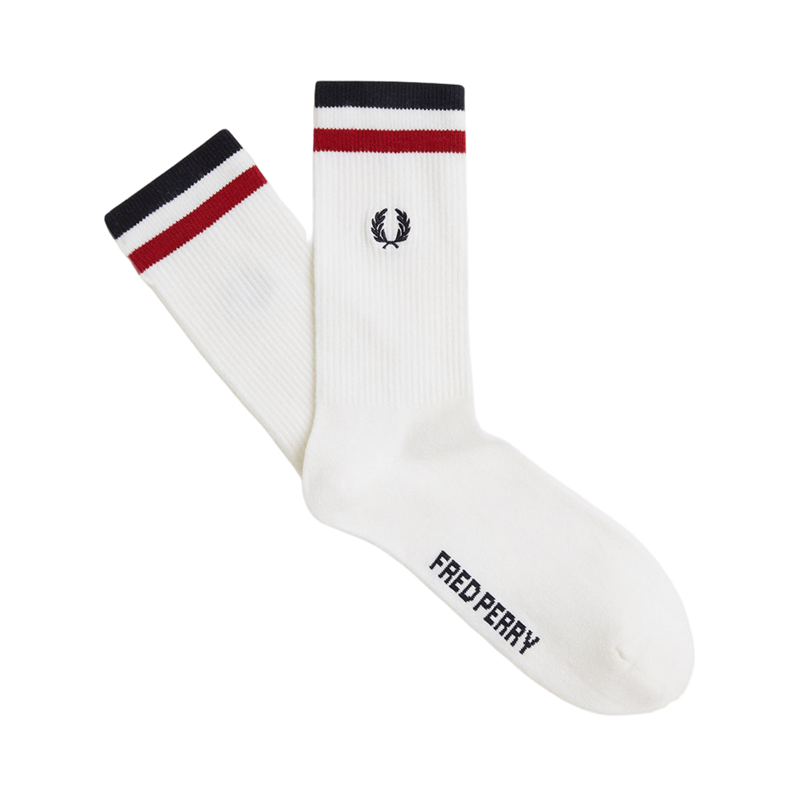 프레드페리 팁드 스포츠 삭스 스노우화이트 번트레드 네이비(Fred Perry Tipped Sports Sock SnowWhite Burntred Navy)