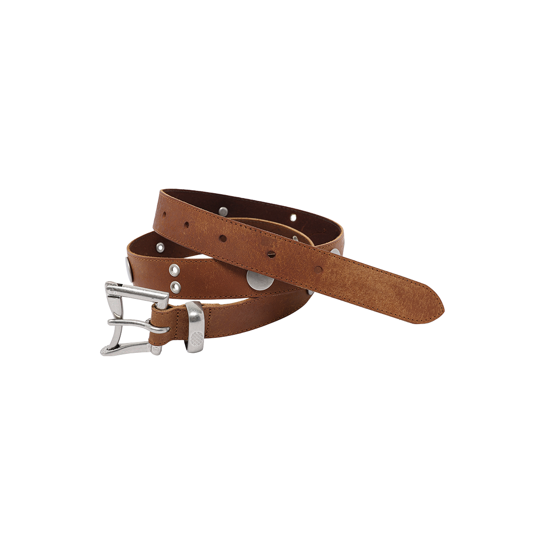 더바이닐하우스 빈티지 아일렛 레더 벨트 브라운(Thevinylhouse Vintage Eyelet Leather Belt Brown) - 3