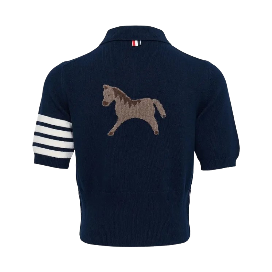 톰브라운 울 저지 인타르시아 클래식 핏 숏슬리브 폴로 네이비(Thom Browne Wool Jersey Intarsia Classic Fit Short Sleeve Polo Navy) - 2
