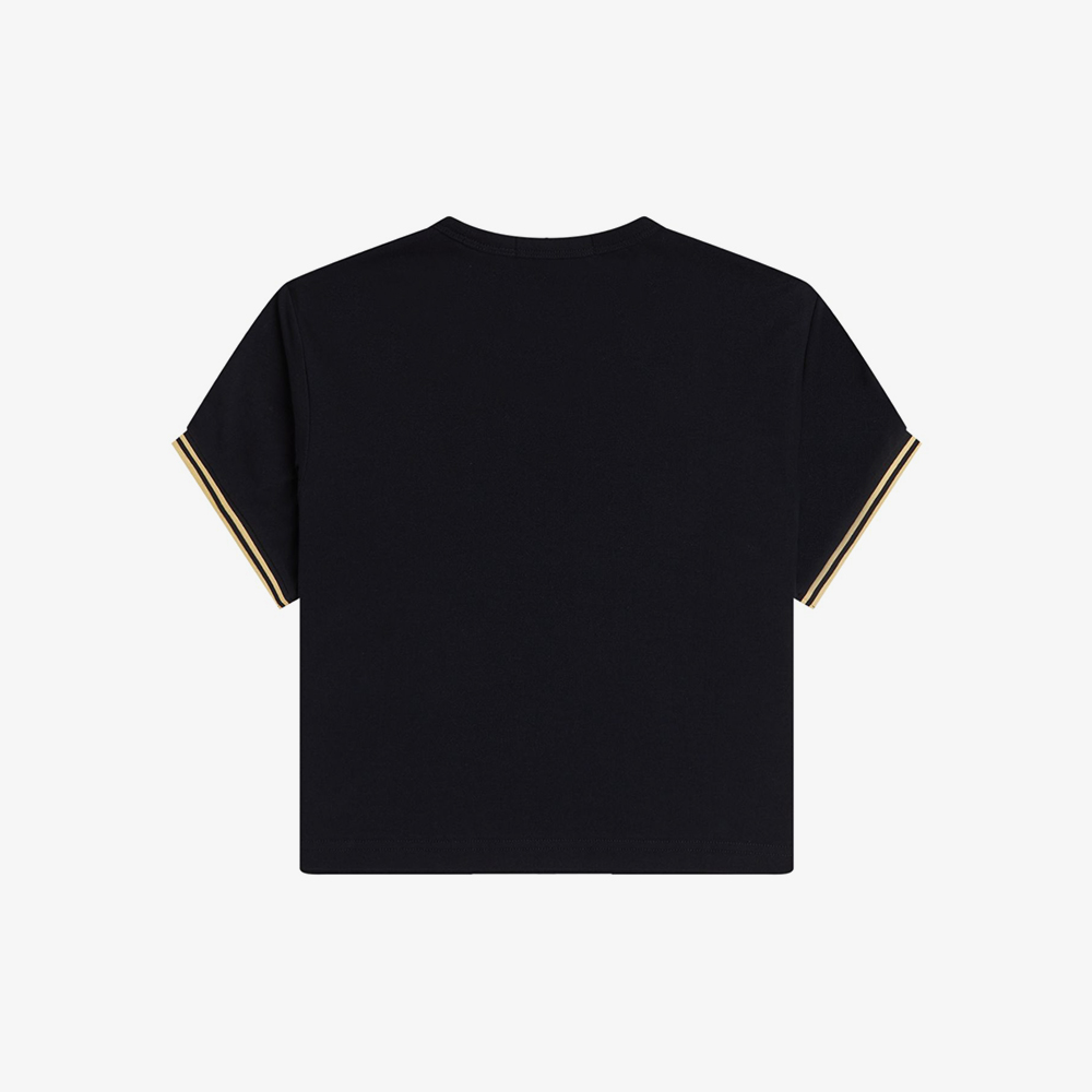 프레드페리 우먼즈 팁드 피케 티셔츠 블랙 샴페인(Fred Perry Tipped Pique T-Shirt Black Champagne) - 6