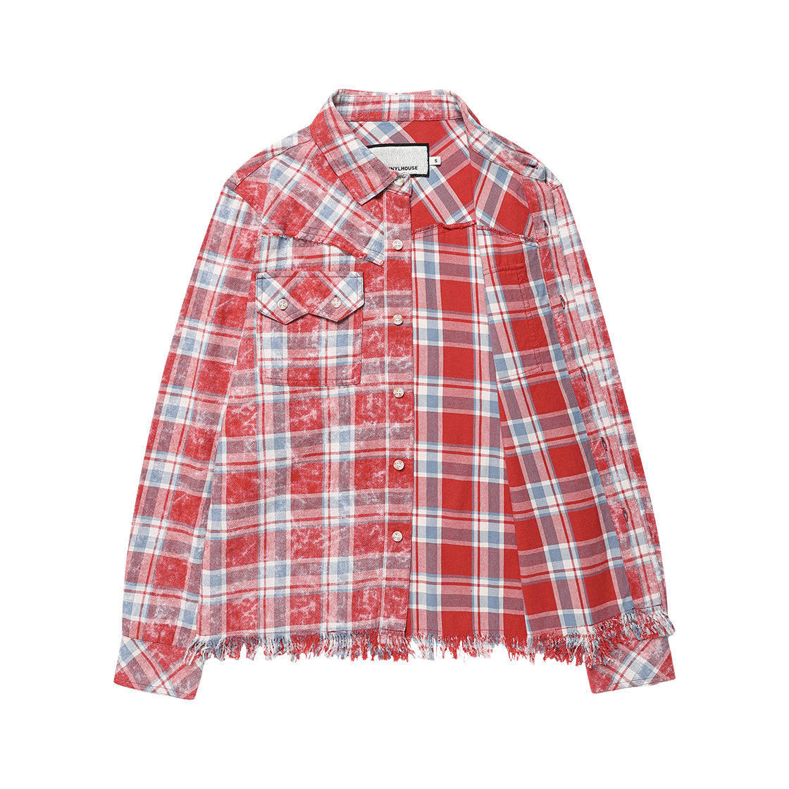 더바이닐하우스 로우 컷 셔츠 자켓 레드(Thevinylhouse Raw Cut Shirt Jacket Red) - 2