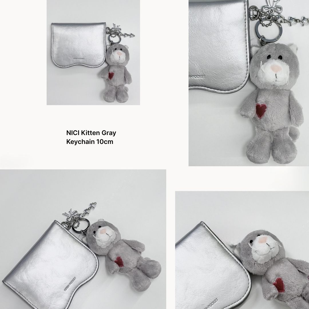 [KREAM 단독] NICI Kitten Gray Keychain 10cm 착용 스타일