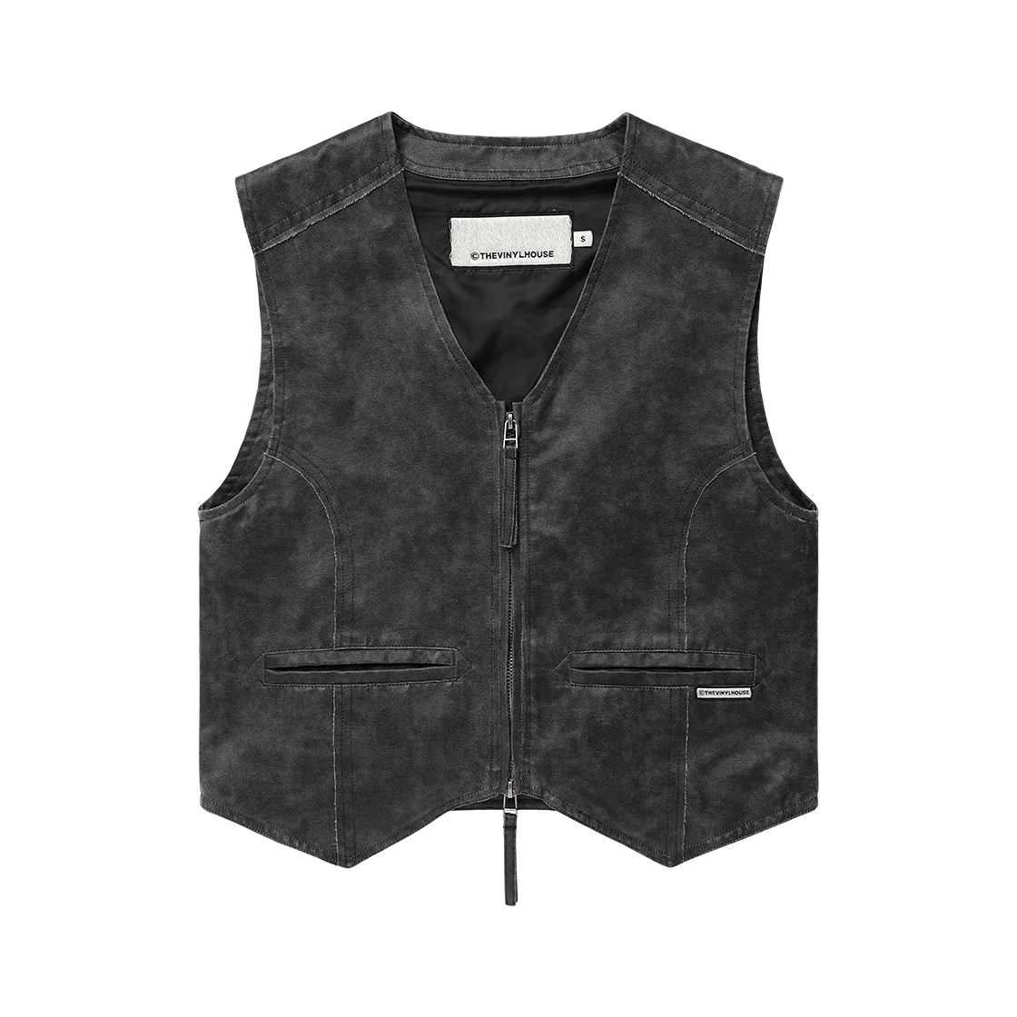 더바이닐하우스 페이디드 레더 베스트 자켓 블랙(Thevinylhouse Faded Leather Vest Jacket Black) - 3