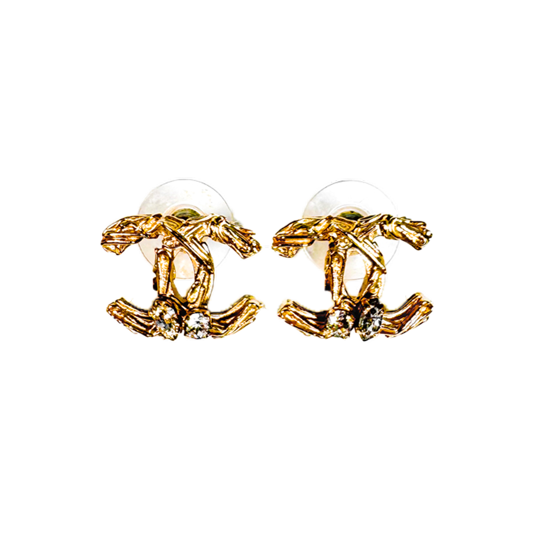 샤넬 여성 CC로고 코코 메탈릭 크리스탈 귀걸이 이어링 골드(Chanel Women's CC Logo Coco Metallic Crystal Earrings - Gold)
