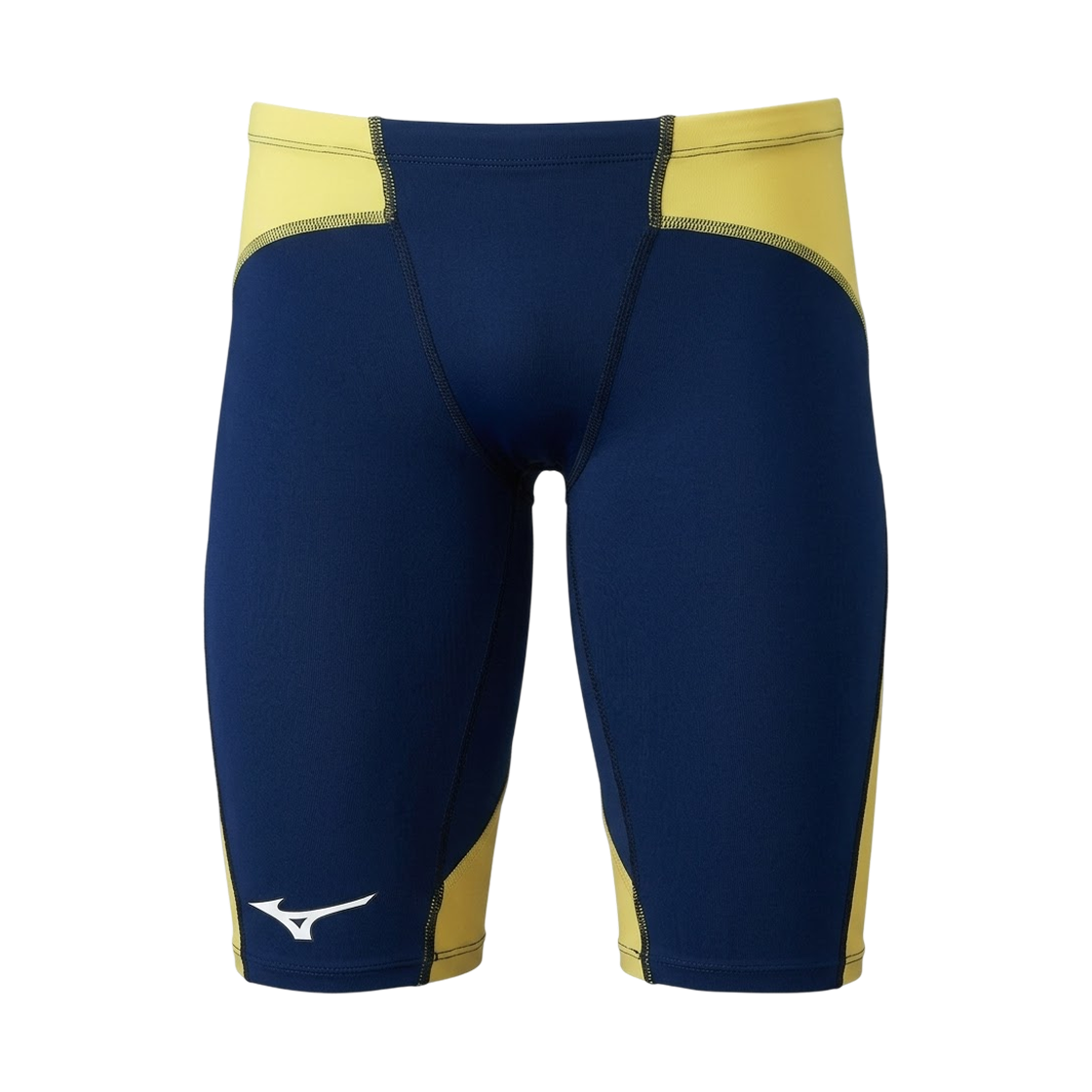 N2MBD01584 Mizuno GX Sonic Dual Swimming Half Swimsuit Navy Cyber Yellow