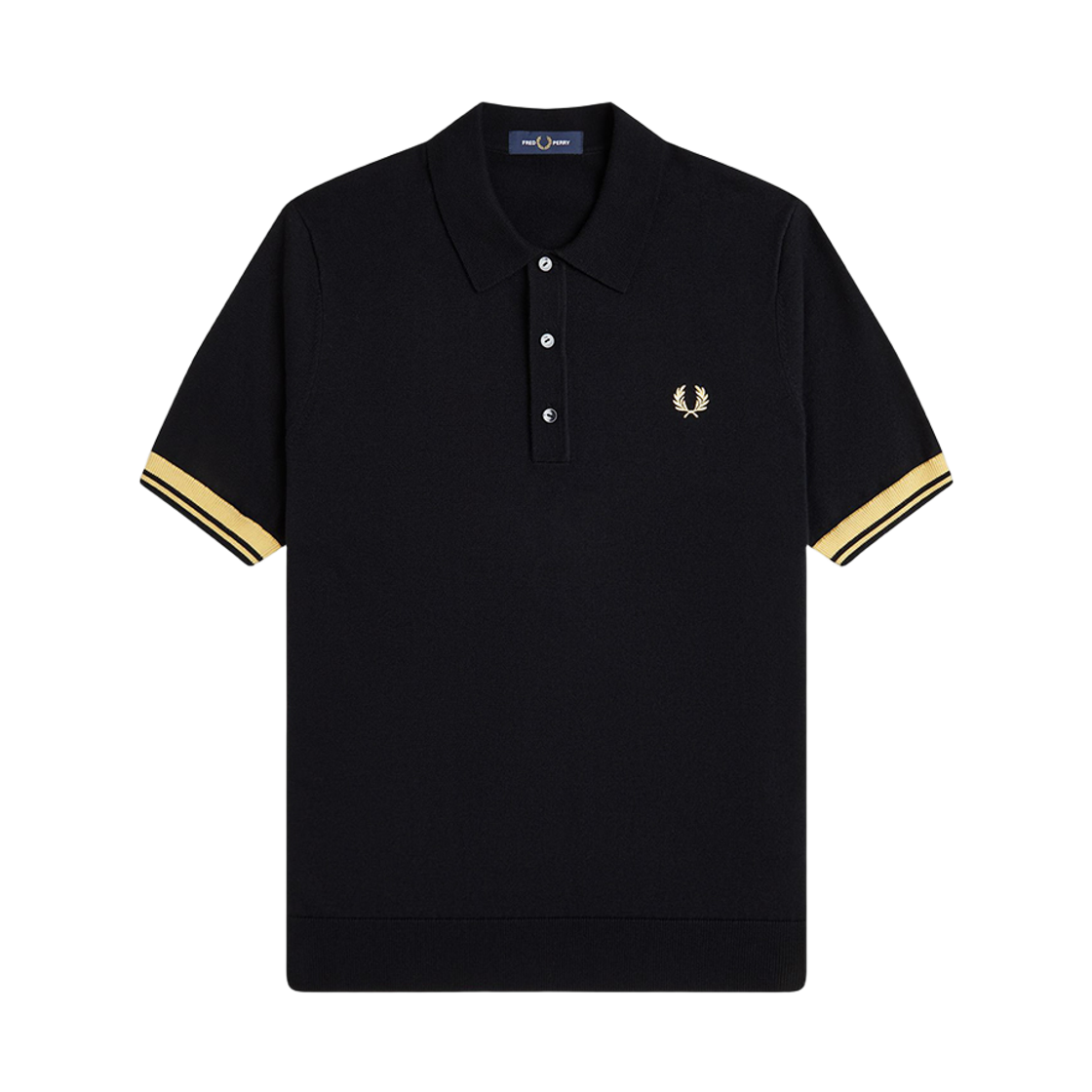 프레드페리 컨트라스트 커프 니트 셔츠 블랙 샴페인(Fred Perry Contrast Cuff Knitted Shirt Black Champagne) - 1