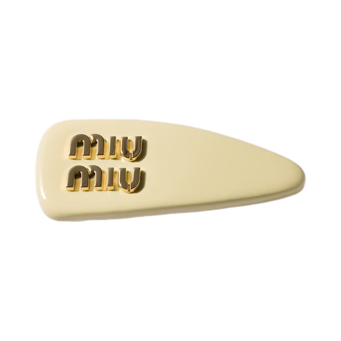 5IF092-069-F021M (W) Miu Miu Patent Leather Hair Clip Butter Yellow