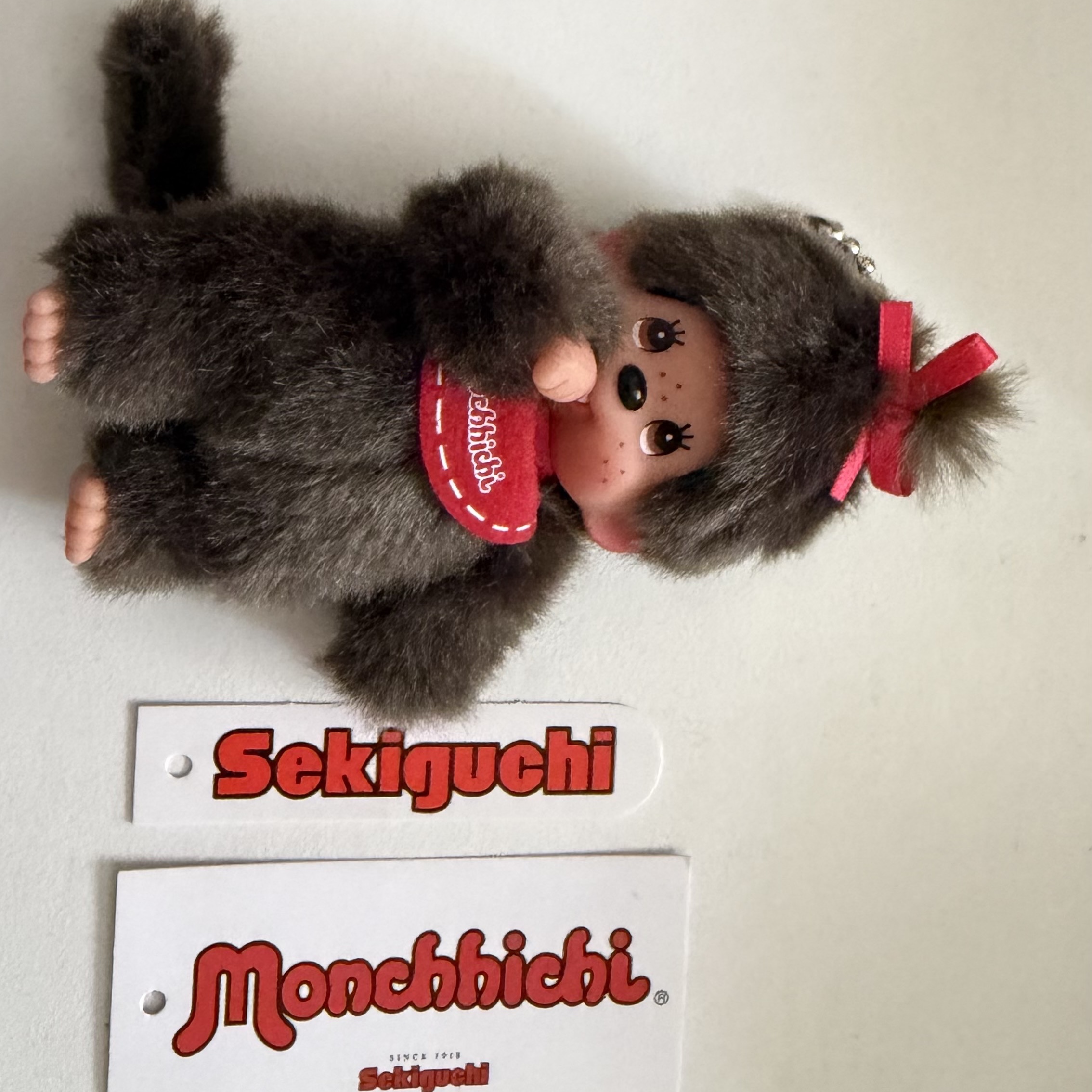 Monchhichi Mini Key Chain Girl Brown 착용 스타일 - 2