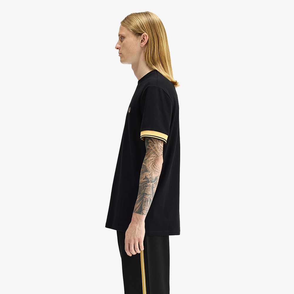 프레드페리 트윈 팁 커프 티셔츠 블랙 샴페인(Fred Perry Twin Tipped Cuff T-Shirt Black Champagne) - 2