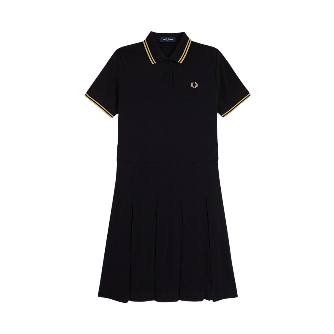 프레드페리 우먼즈 트윕 팁 플리츠 프레드페리 드레스 블랙 샴페인(Fred Perry Twin Tipped Pleated Fred Perry Dress Black Champagne)