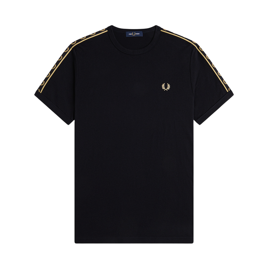 프레드페리 컨트라스트 테잎 링어 티셔츠 블랙 샴페인(Fred Perry Contrast Tape Ringer T-Shirt Black Champagne)