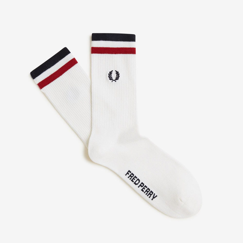 프레드페리 팁드 스포츠 삭스 스노우화이트 번트레드 네이비(Fred Perry Tipped Sports Sock SnowWhite Burntred Navy) - 3