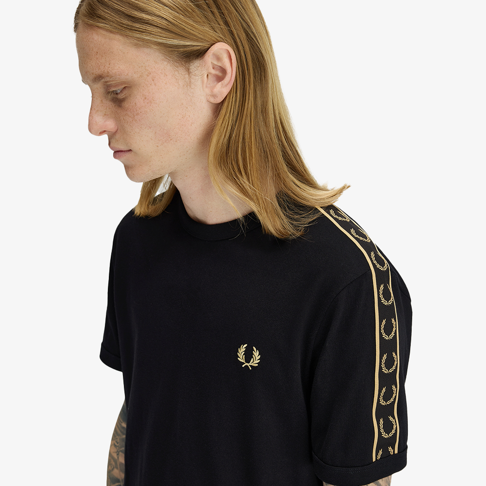 프레드페리 컨트라스트 테잎 링어 티셔츠 블랙 샴페인(Fred Perry Contrast Tape Ringer T-Shirt Black Champagne) - 4