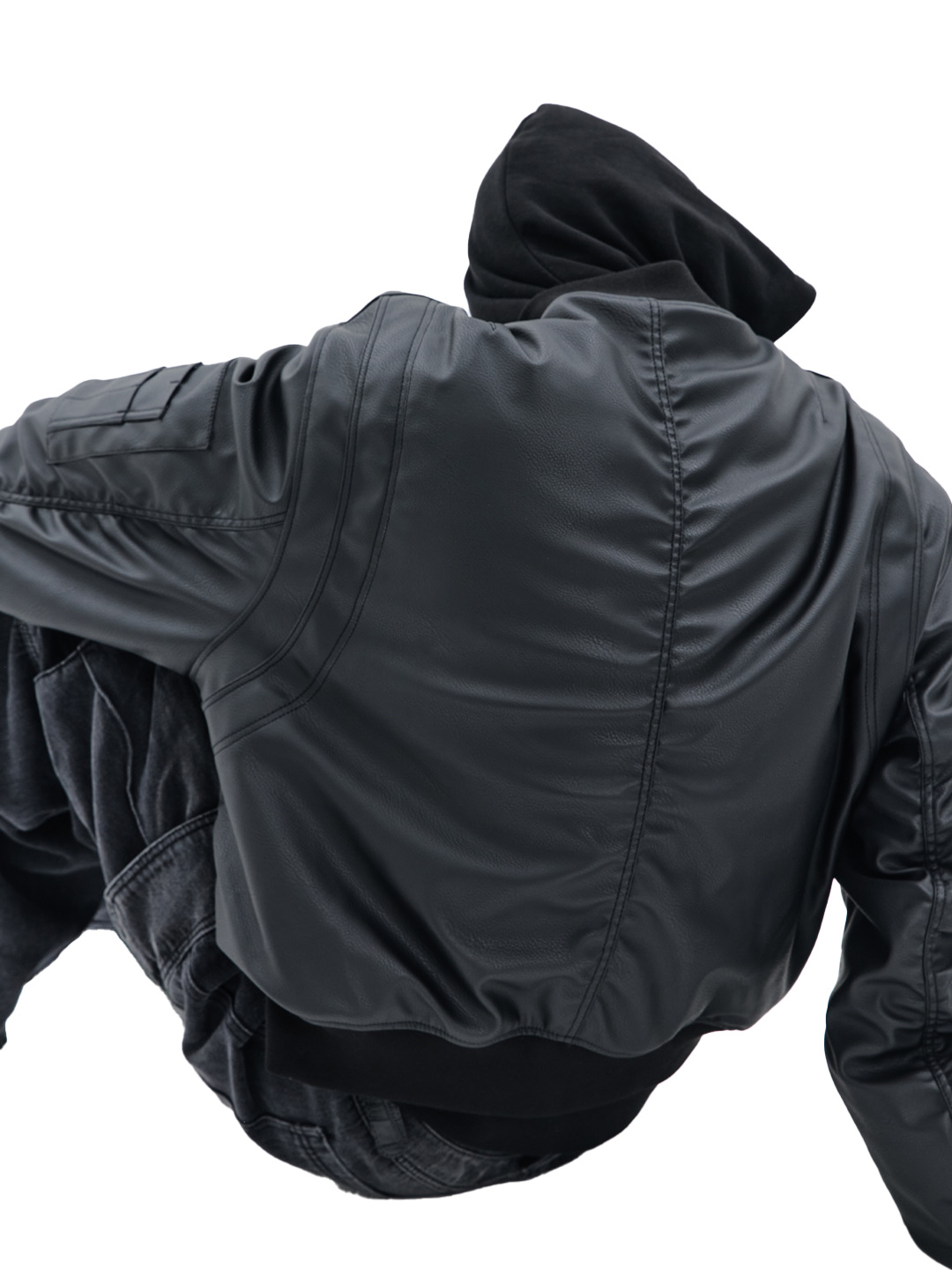 AX CONNECTION Tactical Cracked Leather  Bomber Jacket 착용 스타일 - 7