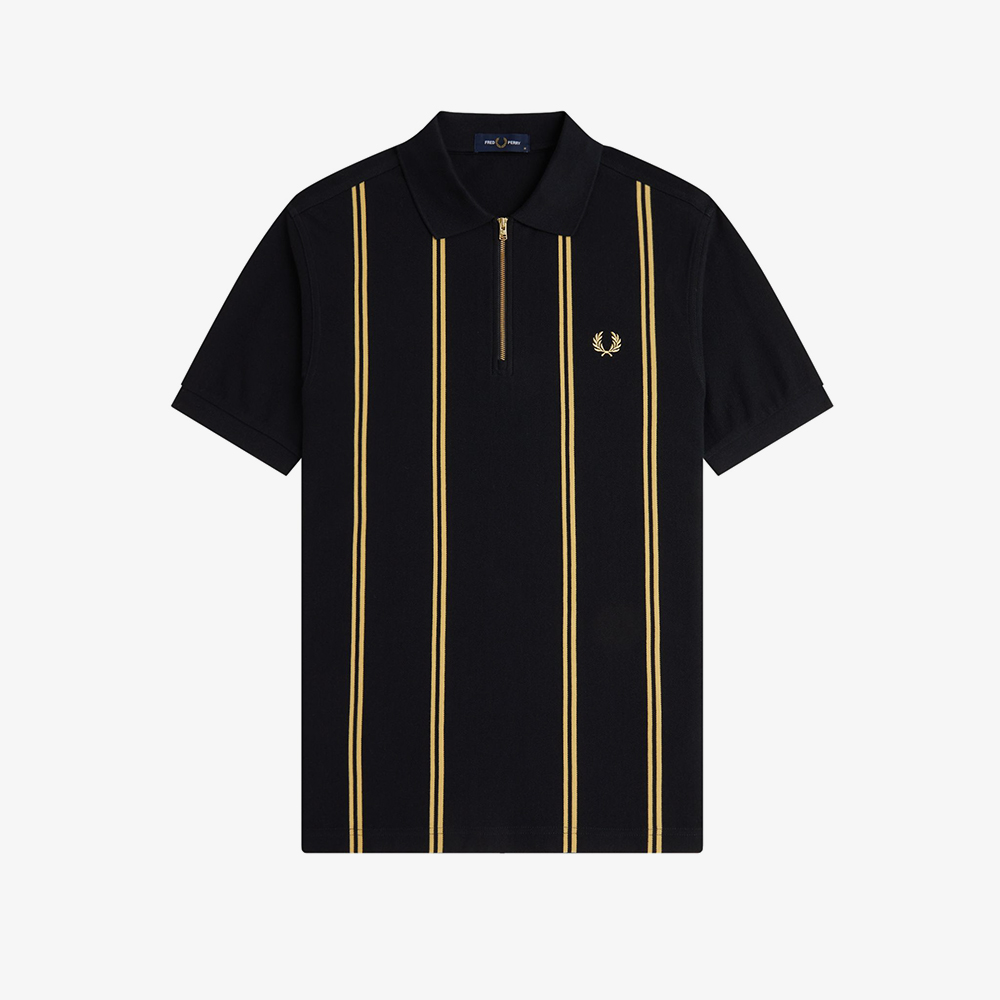 프레드페리 버티컬 스트라이프 폴로 셔츠 블랙 샴페인(Fred Perry Vertical Stripe Polo Shirt Black Champagne) - 5