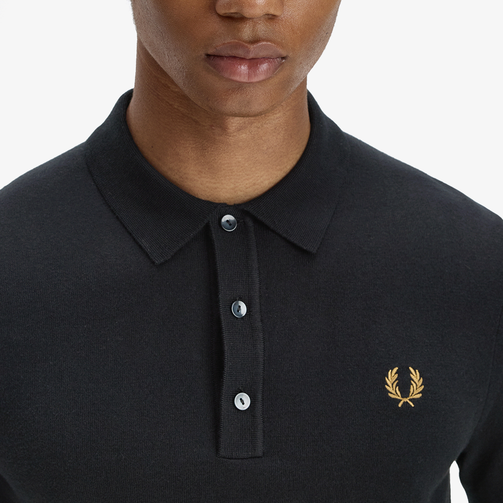 프레드페리 숏 슬리브 코튼 니트 셔츠 블랙(Fred Perry S S Cotton Knitted Shirt Black) - 4