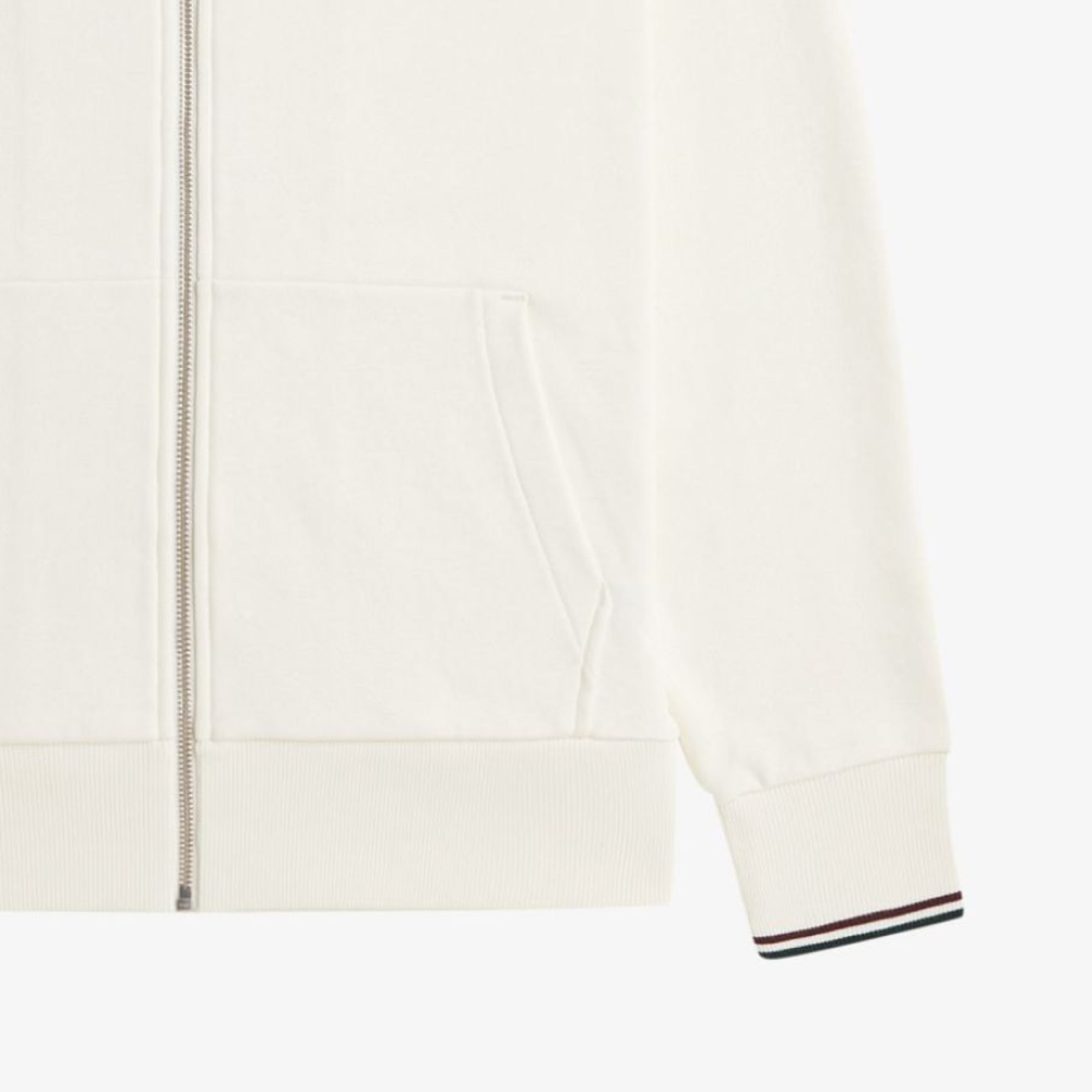 프레드페리 후드 집스루 스웻셔츠 에크루 옥스블러드 그래스루츠(Fred Perry Hooded Zip-Through Sweatshirt Ecru Oxblood Grassroots) - 5