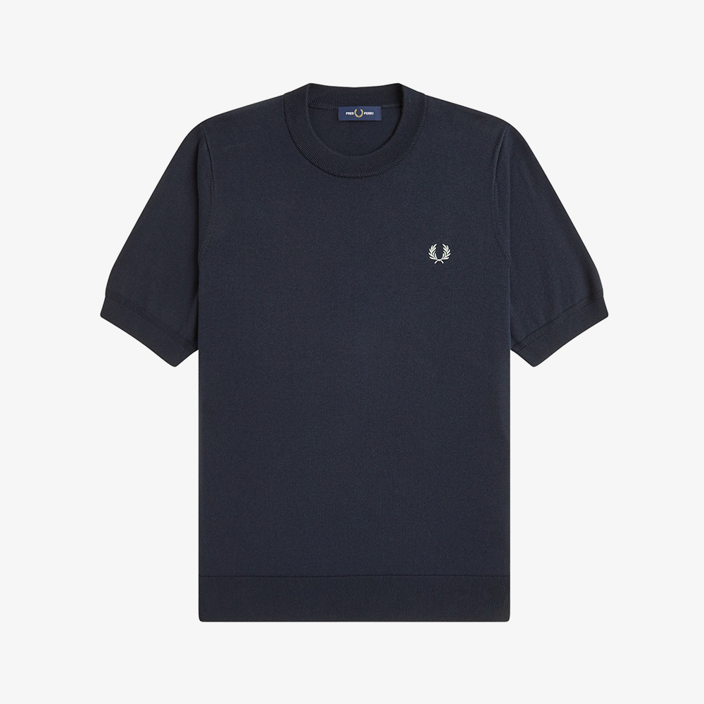 프레드페리 코튼 니트 티셔츠 네이비(Fred Perry Cotton Knitted T-Shirt Navy) - 5