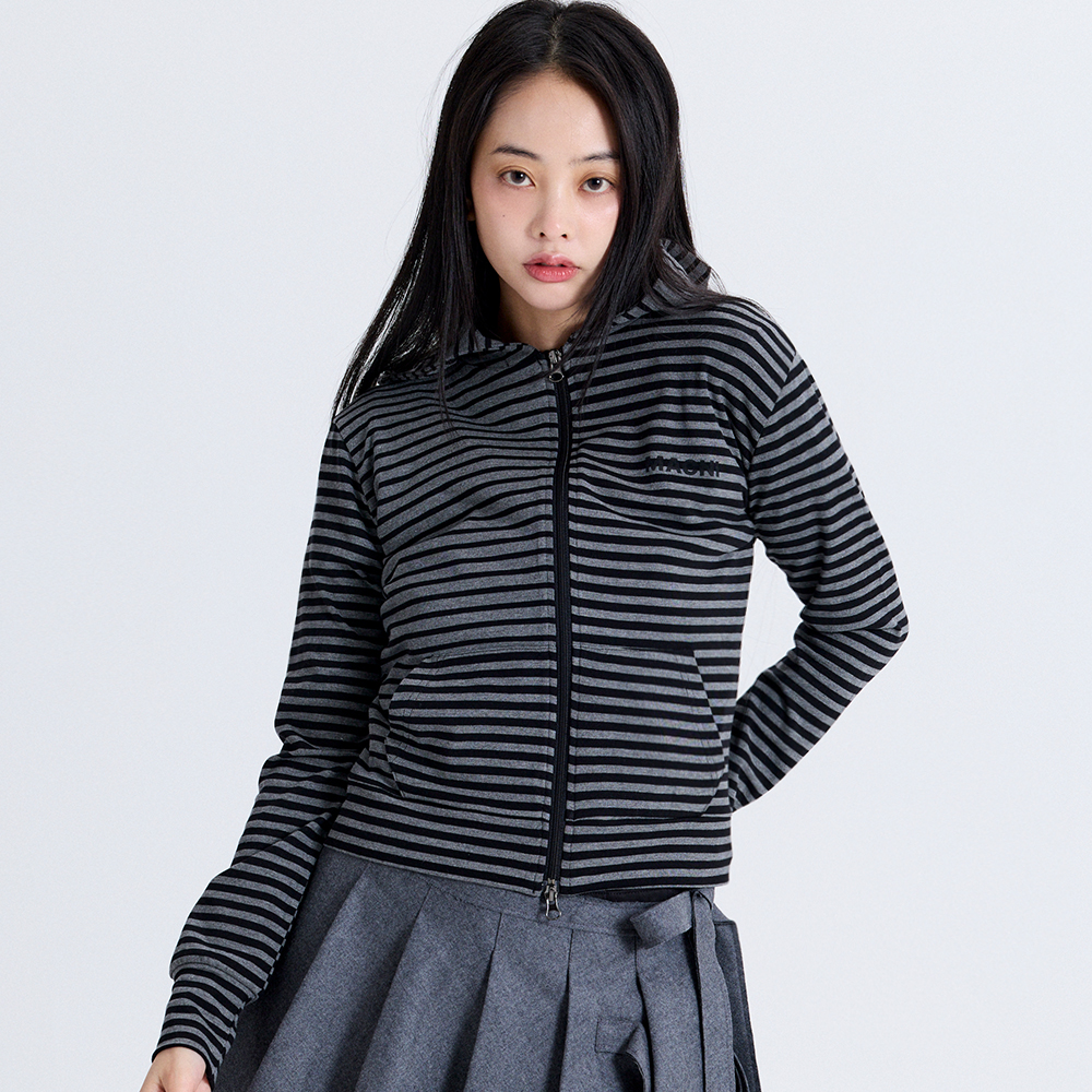 마크니 오드 스트라이프 집업 후디 차콜(MACNI Odd Stripe Zip Up Hoodie Charcoal) - 4