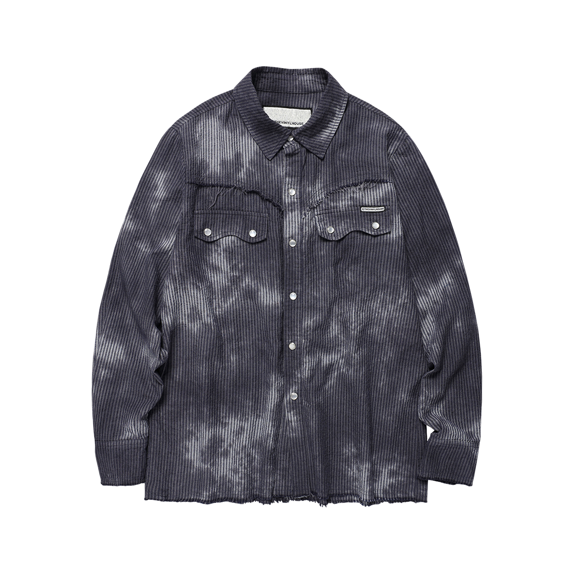 더바이닐하우스 로우 워시드 버티컬 셔츠 네이비(Thevinylhouse Raw Washed Vertical Shirts Navy)