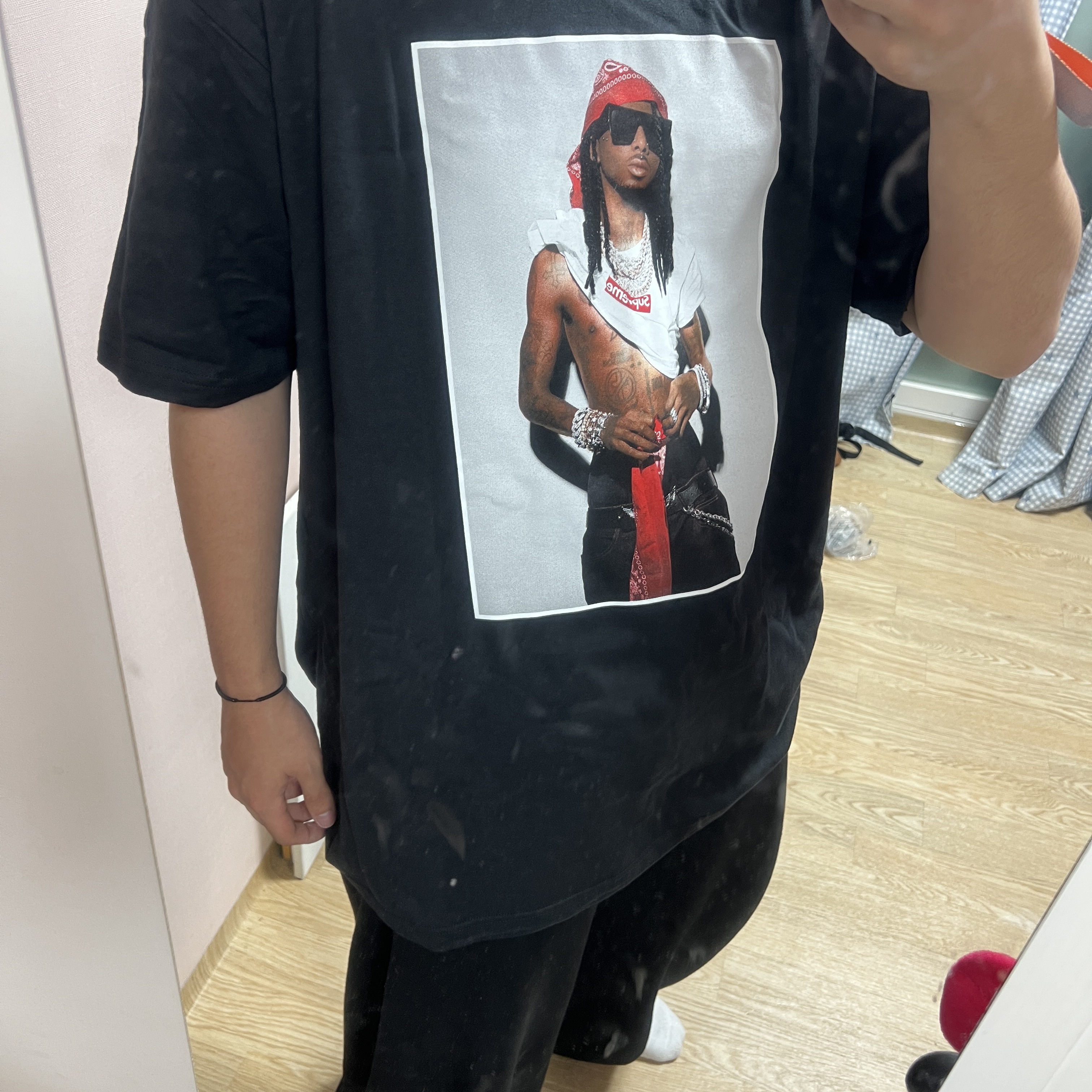 Supreme Playboi Carti T-Shirt Black - 25FW 착용 스타일