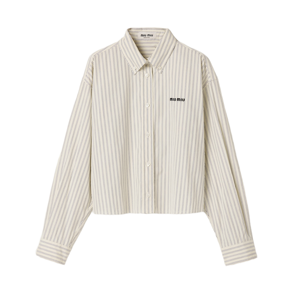 MK1659-180U-F0061 (W) Miu Miu Striped Poplin Shirt Cream