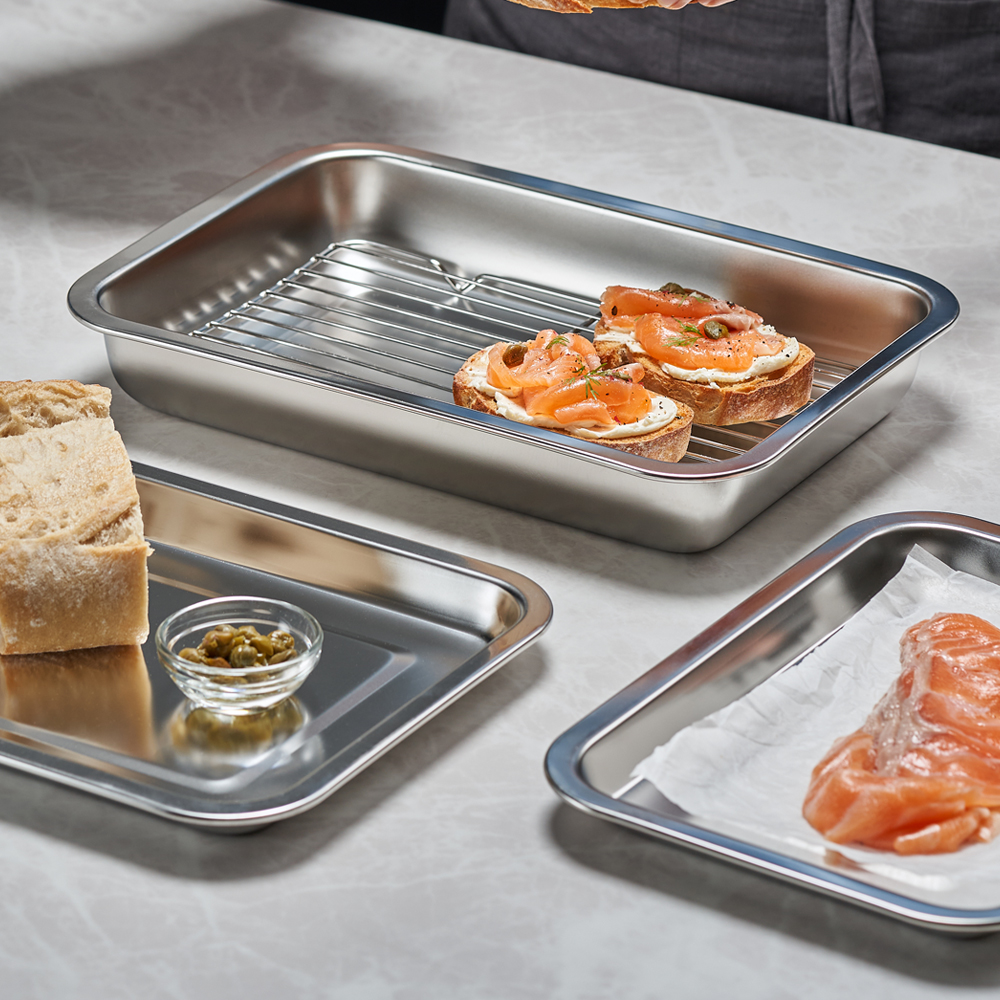 바겐슈타이거 스텐 사각트레이 3종세트 No.1(WAGENSTIEGER Non-abrasive Stainless Steel Rectangular Tray Set NO.01) - 3