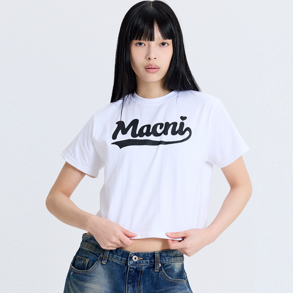 마크니 레트로 로고 크롭 티셔츠 화이트(MACNI Retro Logo Crop T-Shirt White) - 2