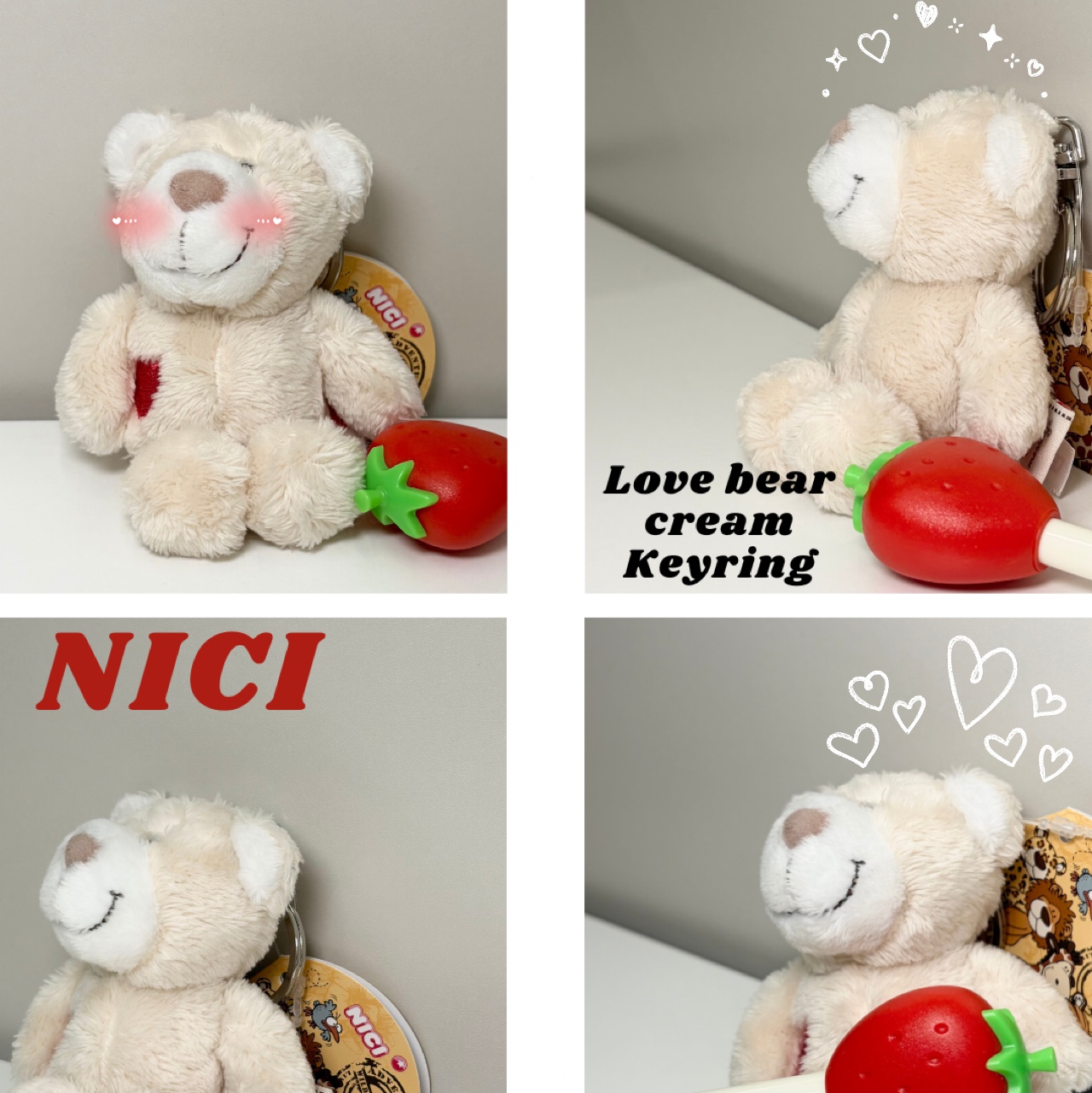[KREAM 단독] NICI Love bear cream 10cm bb 착용 스타일