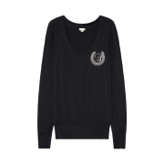 Bonnae Beaded Plunge Neck Top Black